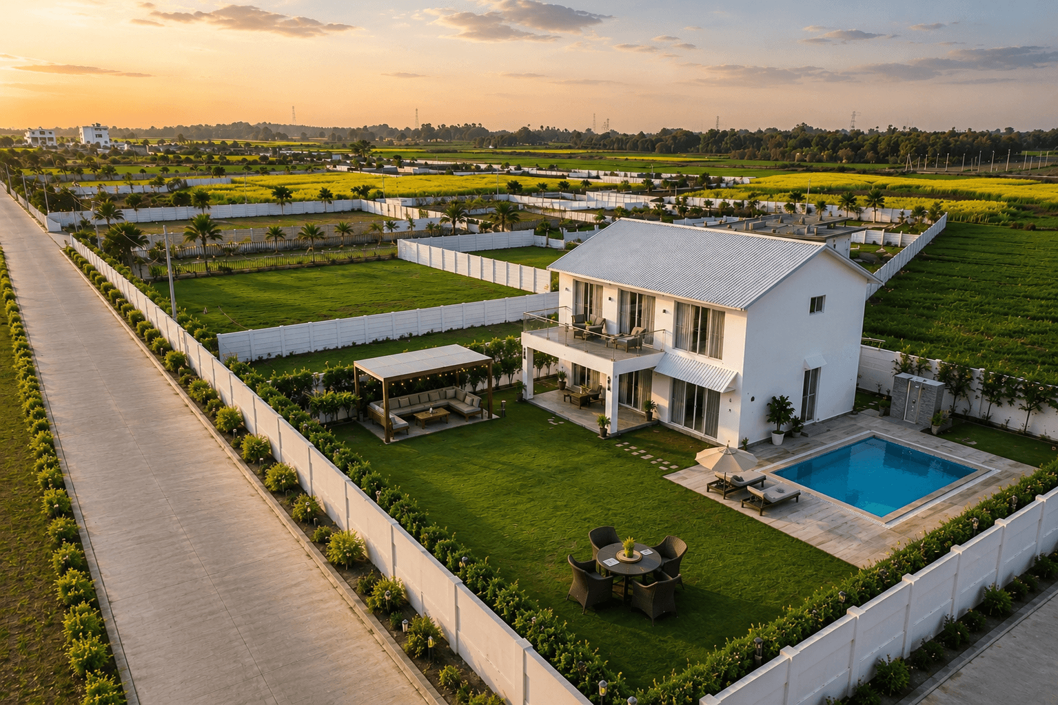 Entry gate at The Villagio Farm House Lucknow, a premium farmhouse for sale in Lucknow